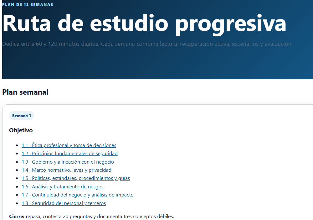 Ruta de estudio progresiva CISSP de 12 semanas